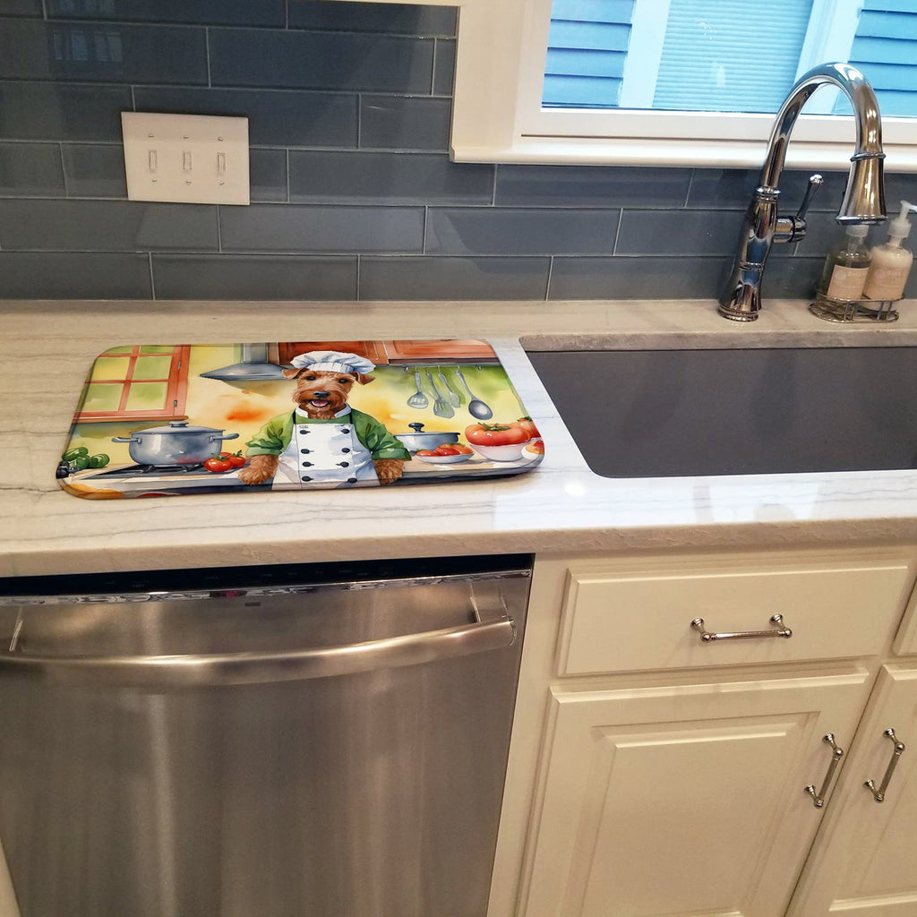 Irish Terrier The Chef Dish Drying Mat Absorbent Dish Drying Mat Pad for Kitchen Counter Dish Drainer Mat for Countertop, 14 x 21", Multicolor