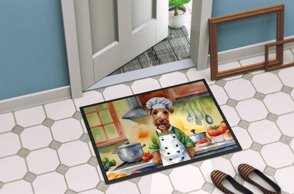 Irish Terrier The Chef Doormat Indoor Outdoor 18H X 27W Front Door Mat Rugs for Entryway, Non Slip Washable