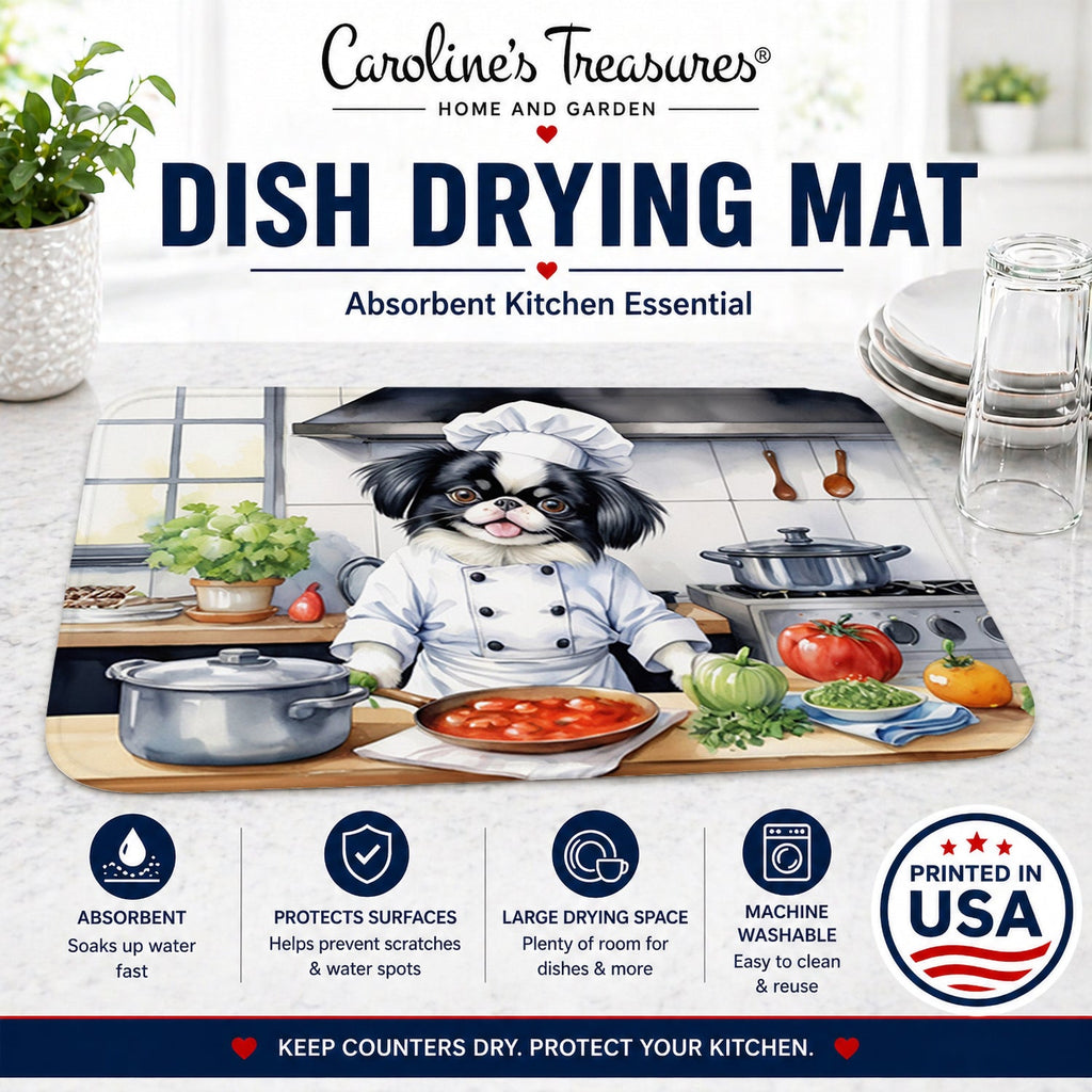 Japanese Chin The Chef Dish Drying Mat Absorbent Dish Drying Mat Pad for Kitchen Counter Dish Drainer Mat for Countertop, 14 x 21", Multicolor