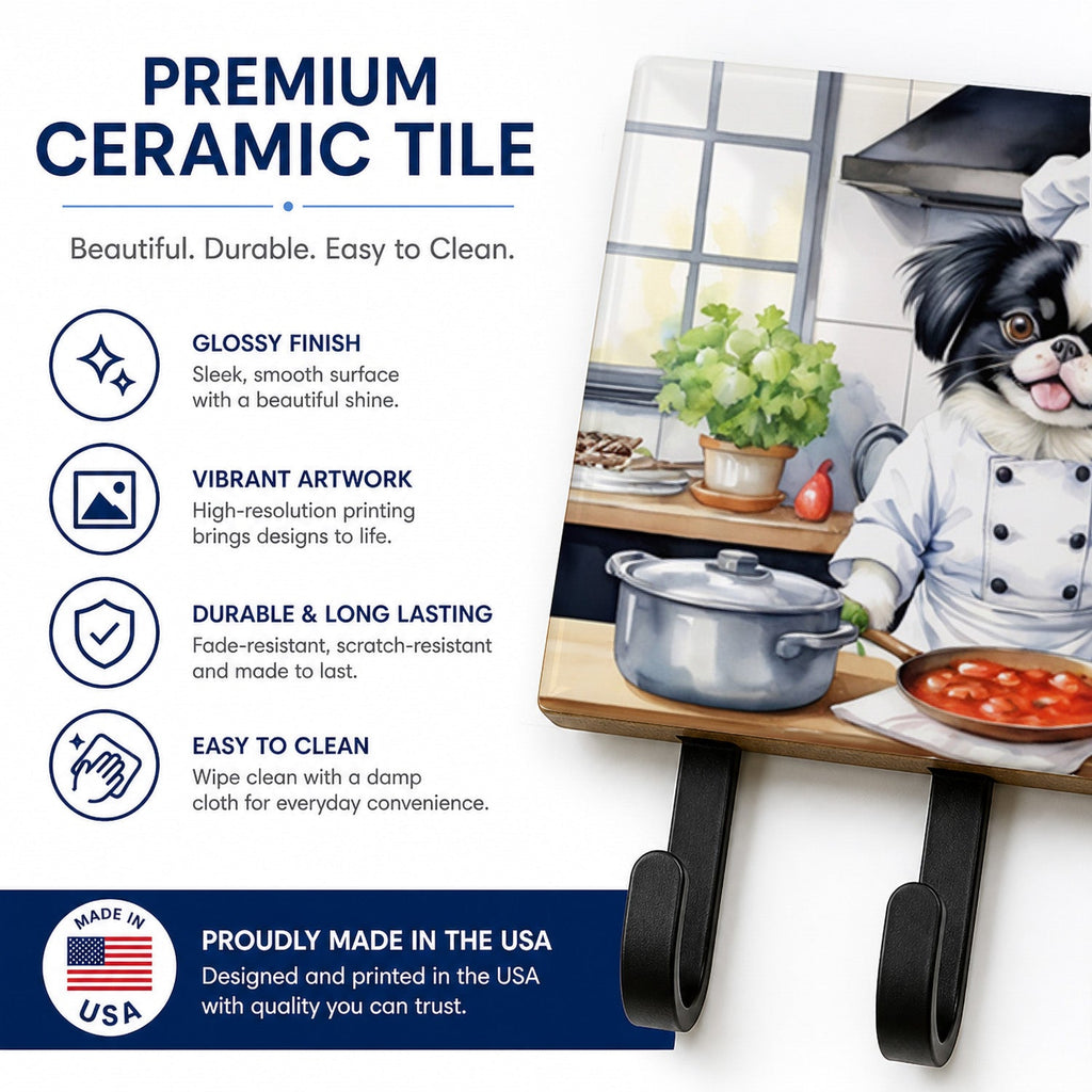 Japanese Chin The Chef Leash or Key Holder Wall Hooks, Coat Rack Wall Mount, for Hanging Keys, Towels, Aprons, Leashes