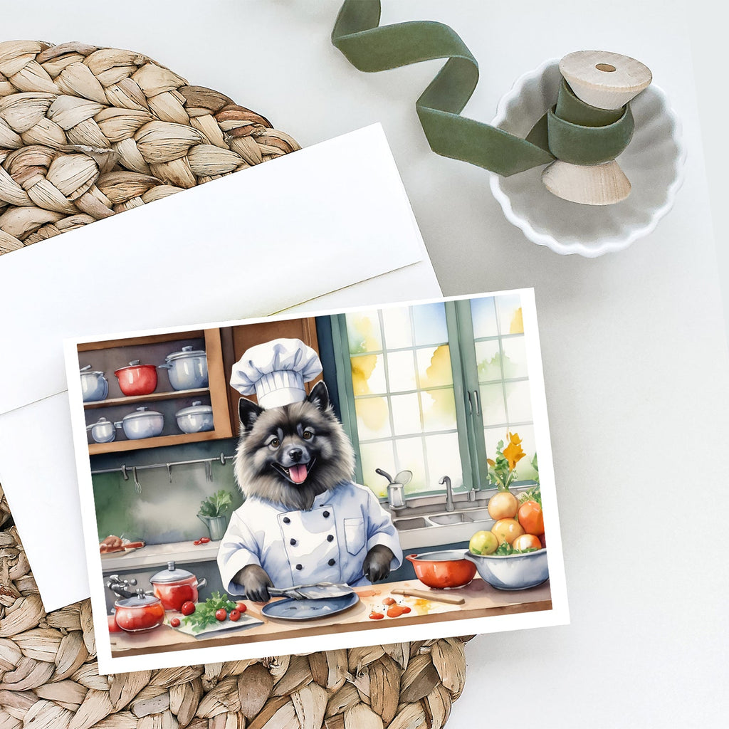 Keeshond The Chef Greeting Cards Pack of 8 Blank Cards with Envelopes Whimsical A7 Size 5x7