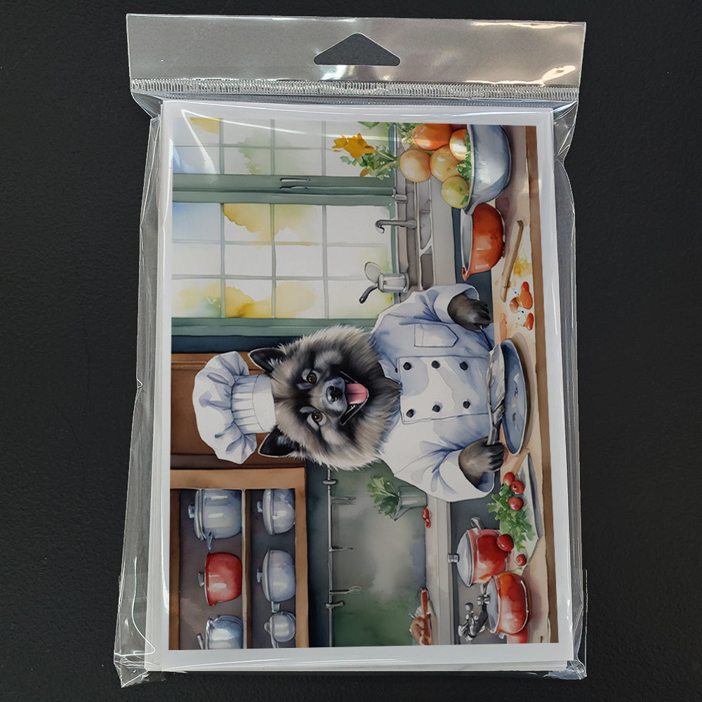 Keeshond The Chef Greeting Cards Pack of 8 Blank Cards with Envelopes Whimsical A7 Size 5x7
