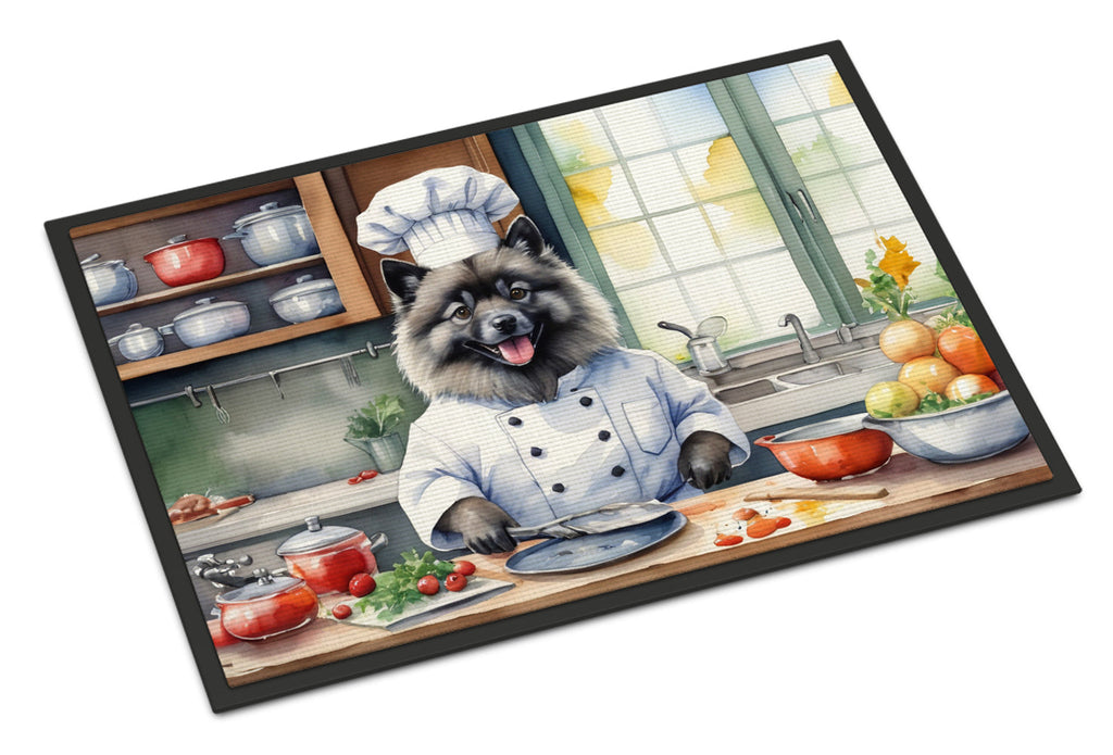 Keeshond The Chef Doormat Indoor Outdoor 24H X 36W Front Door Mat Rugs for Entryway, Non Slip Washable Low Pile,
