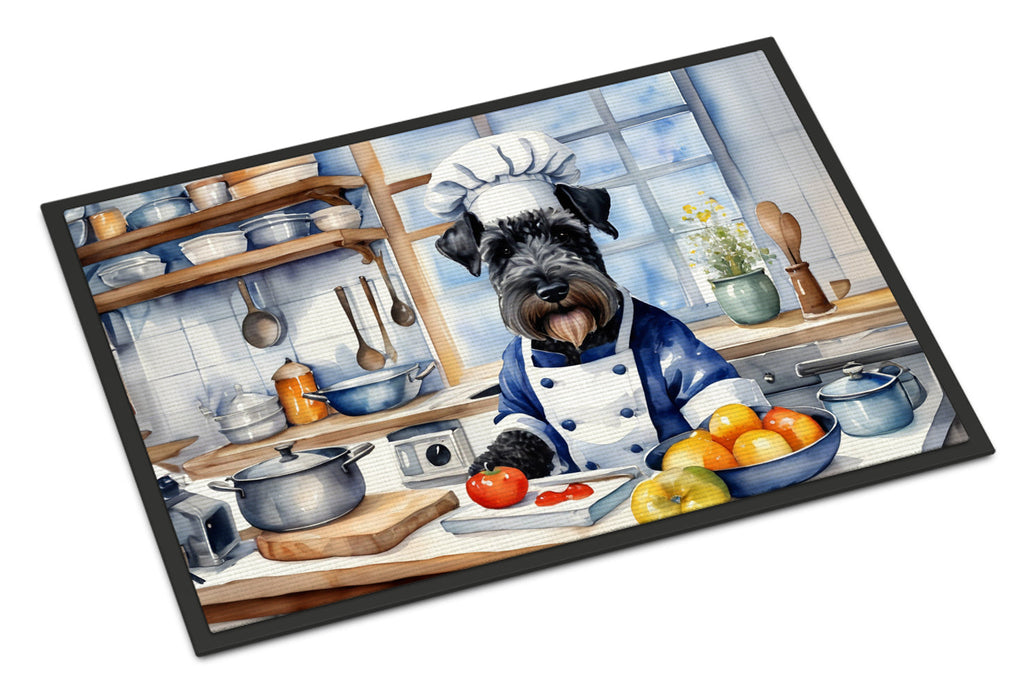 Kerry Blue Terrier The Chef Doormat Indoor Outdoor 24H X 36W Front Door Mat Rugs for Entryway, Non Slip Washable Low Pile,