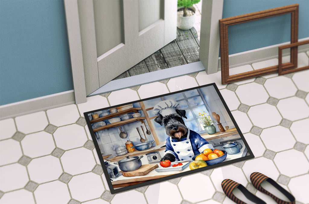 Kerry Blue Terrier The Chef Doormat Indoor Outdoor 24H X 36W Front Door Mat Rugs for Entryway, Non Slip Washable Low Pile,