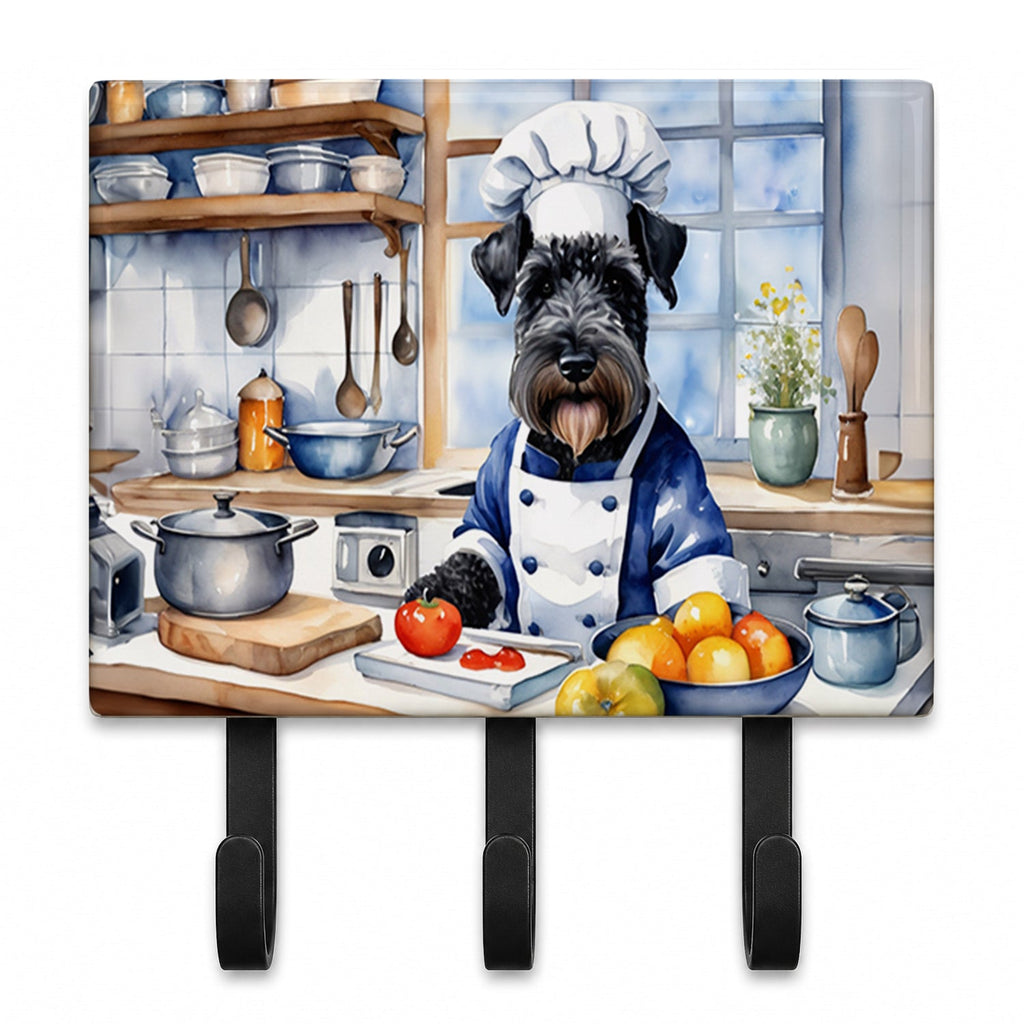 Kerry Blue Terrier The Chef Leash or Key Holder Wall Hooks, Coat Rack Wall Mount, for Hanging Keys, Towels, Aprons, Leashes