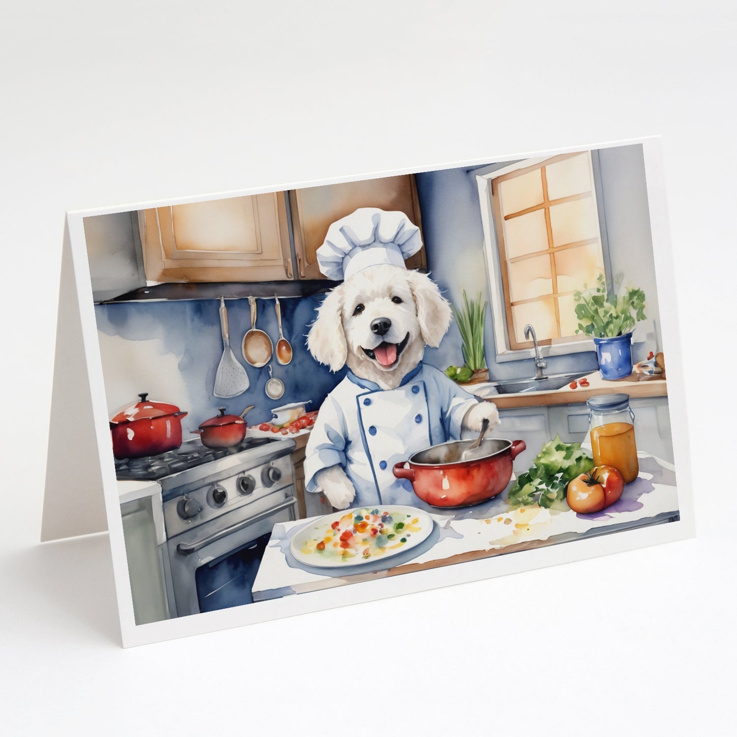 Kuvasz The Chef Greeting Cards Pack of 8 Blank Cards with Envelopes Whimsical A7 Size 5x7
