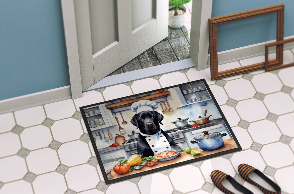 Black Labrador Retriever The Chef Doormat Indoor Outdoor 24H X 36W Front Door Mat Rugs for Entryway, Non Slip Washable Low Pile,