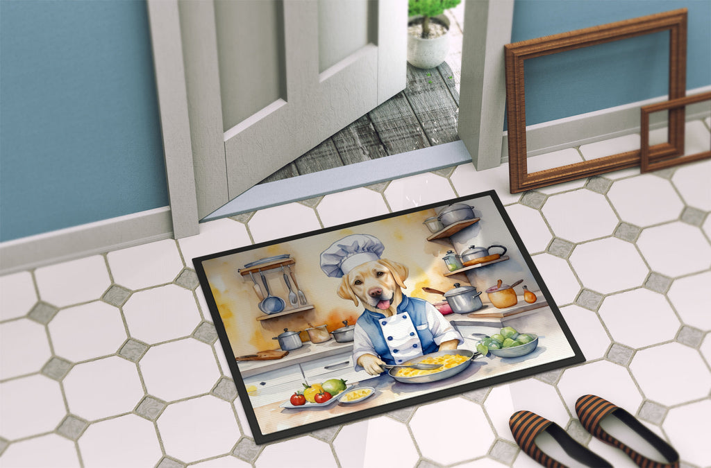 Yellow Labrador Retriever The Chef Doormat Indoor Outdoor 18H X 27W Front Door Mat Rugs for Entryway, Non Slip Washable