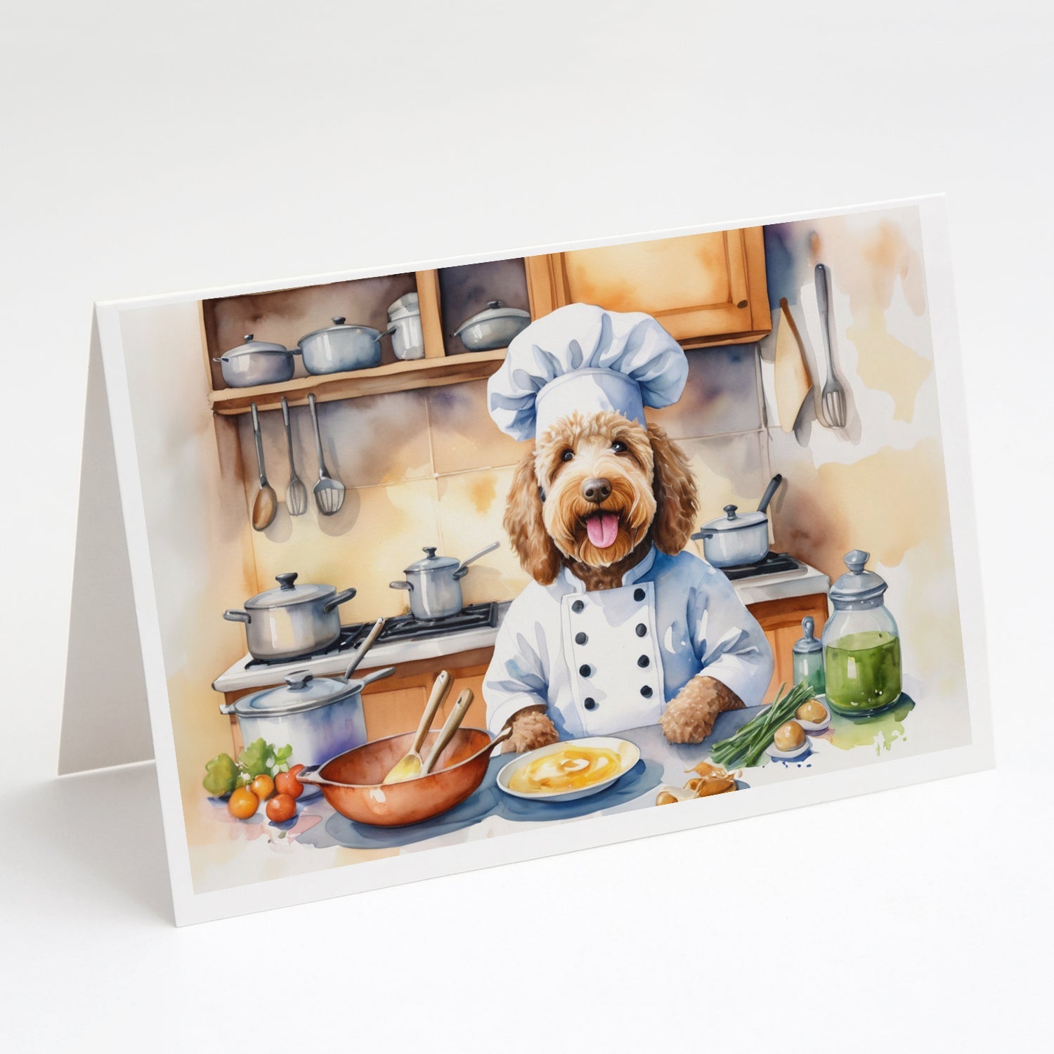 Labradoodle The Chef Greeting Cards Pack of 8 Blank Cards with Envelopes Whimsical A7 Size 5x7