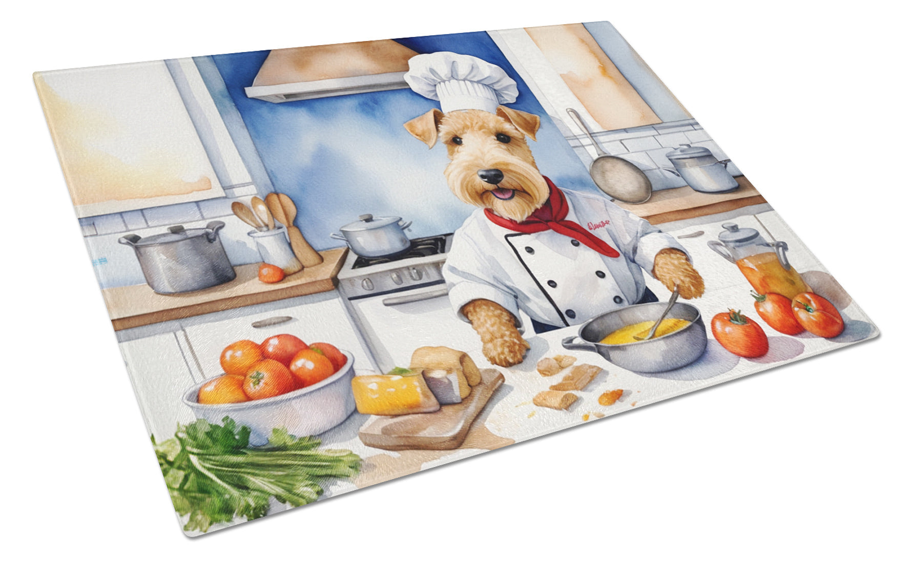Lakeland Terrier The Chef Cutting Board Tempered Glass Kitchen Cutting Surface, Heat Resistant Chopping, Non-Slip Feet, Food Prep & Serving