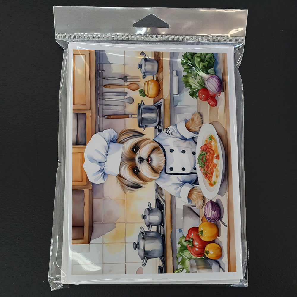 Lhasa Apso The Chef Greeting Cards Pack of 8 Blank Cards with Envelopes Whimsical A7 Size 5x7