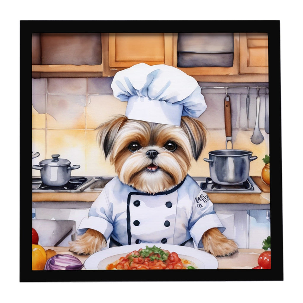 Lhasa Apso The Chef Framed Metal Print Bathroom, Kitchen, Office, Home Decor Wall Art Ready to Hang, Square, 8X8