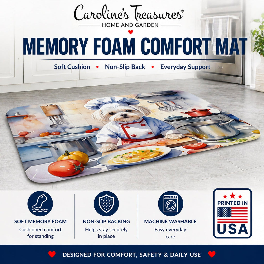 Maltese The Chef Memory Foam Kitchen Mat Machine Washable Anti-Fatigue Cushion Comfort Bath or Kitchen Rug