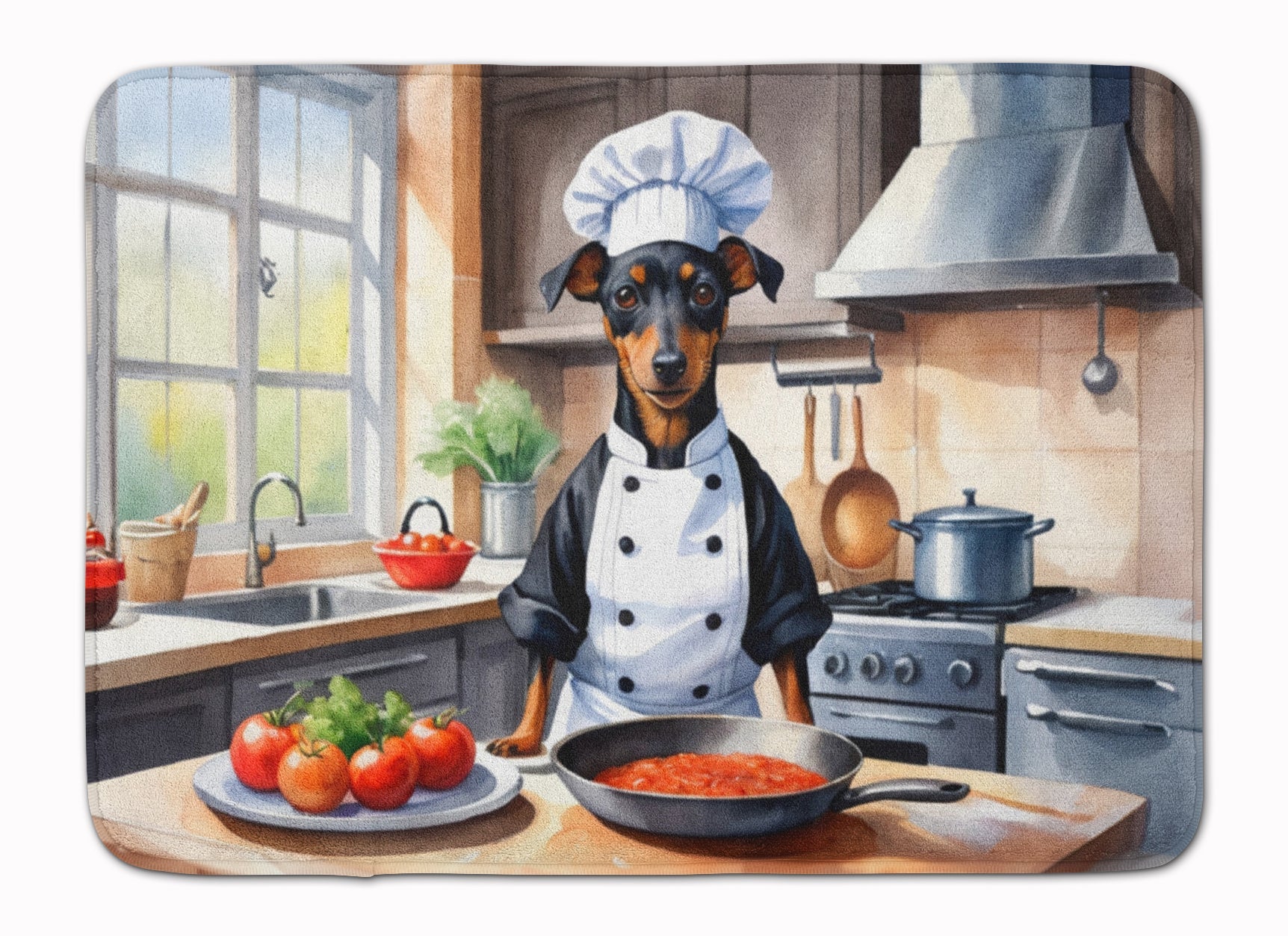 Manchester Terrier The Chef Memory Foam Kitchen Mat Machine Washable Anti-Fatigue Cushion Comfort Bath or Kitchen Rug