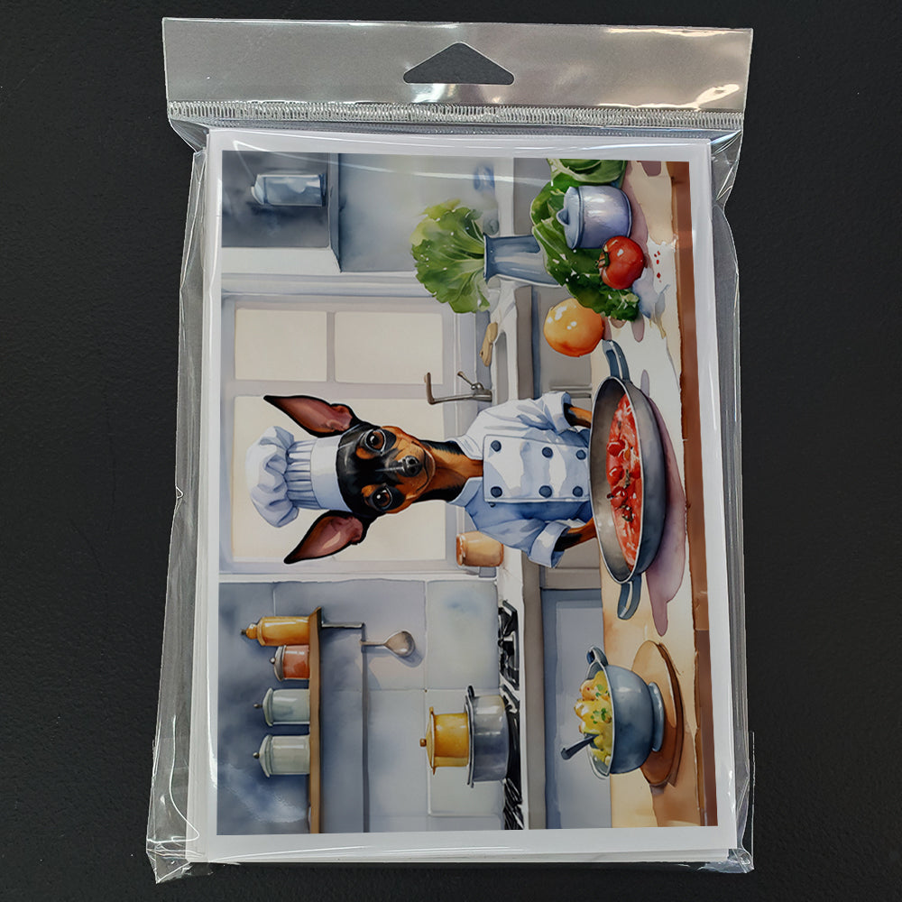 Miniature Pinscher The Chef Greeting Cards Pack of 8 Blank Cards with Envelopes Whimsical A7 Size 5x7