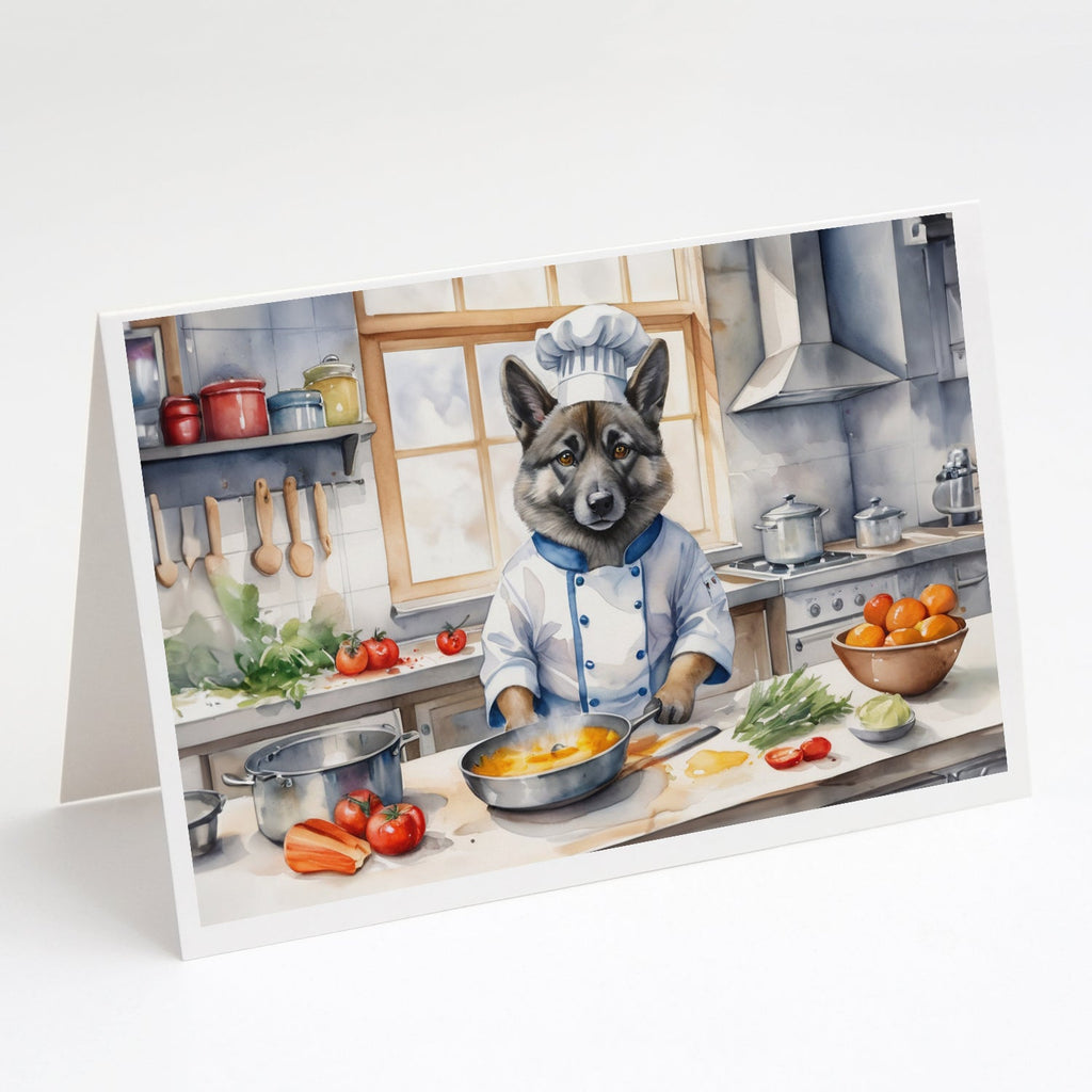 Norwegian Elkhound The Chef Greeting Cards Pack of 8 Blank Cards with Envelopes Whimsical A7 Size 5x7