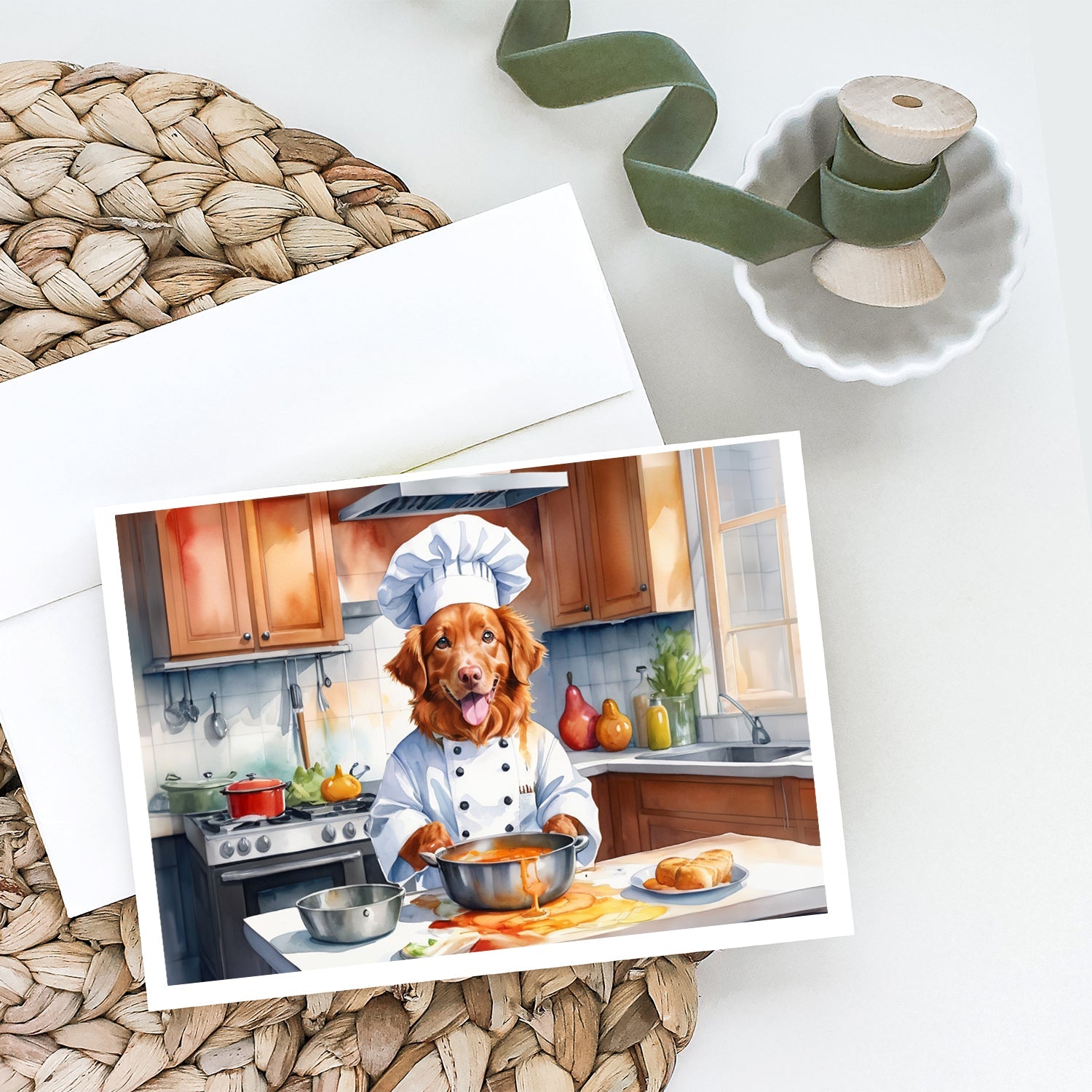 Nova Scotia Duck Tolling Retriever The Chef Greeting Cards Pack of 8 Blank Cards with Envelopes Whimsical A7 Size 5x7