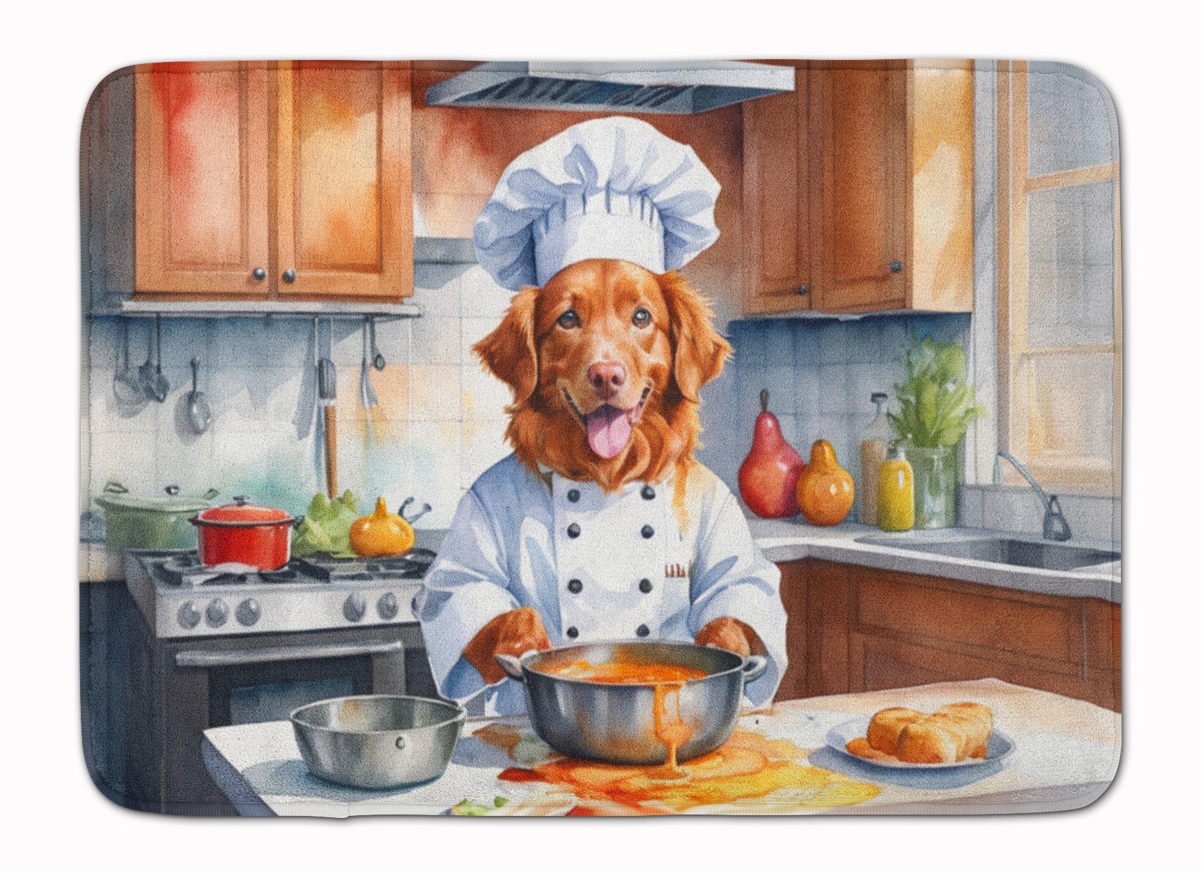 Nova Scotia Duck Tolling Retriever The Chef Memory Foam Kitchen Mat Machine Washable Anti-Fatigue Cushion Comfort Bath or Kitchen Rug
