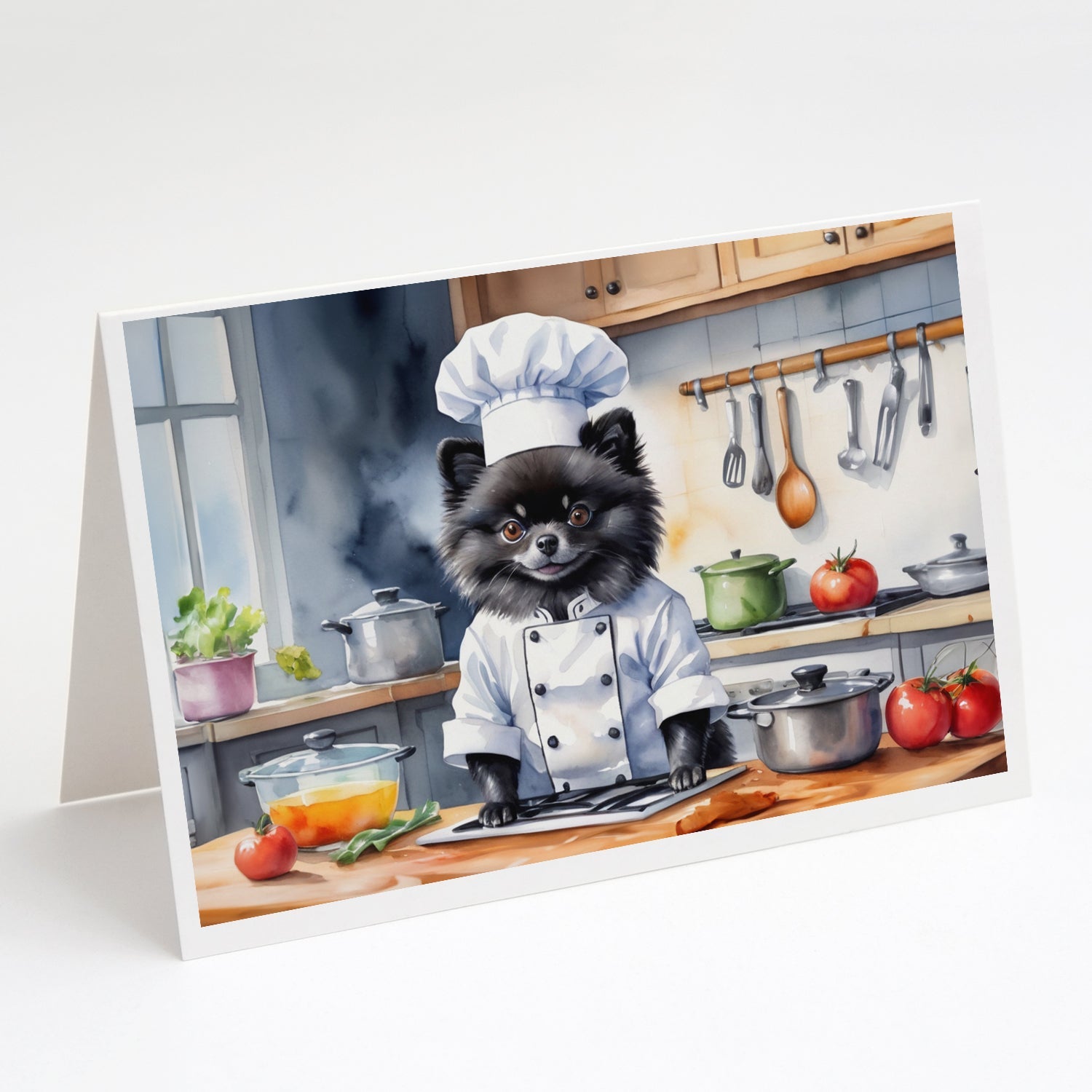 Pomeranian The Chef Greeting Cards Pack of 8 Blank Cards with Envelopes Whimsical A7 Size 5x7