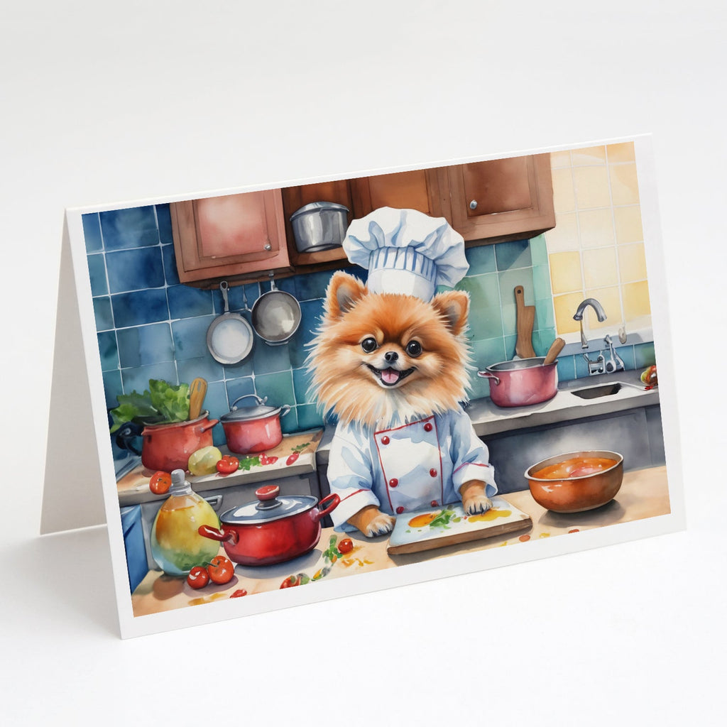 Pomeranian The Chef Greeting Cards Pack of 8 Blank Cards with Envelopes Whimsical A7 Size 5x7