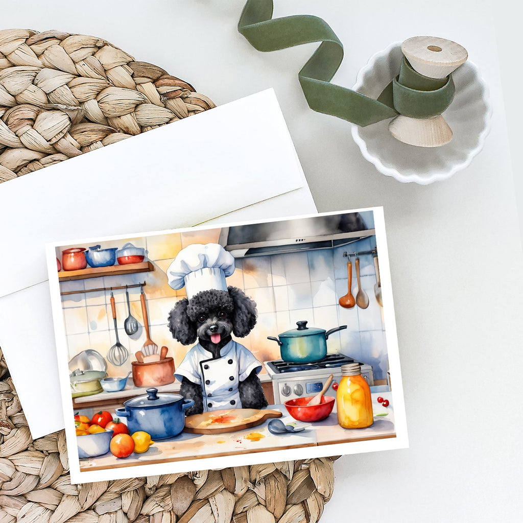 Black Poodle The Chef Greeting Cards Pack of 8 Blank Cards with Envelopes Whimsical A7 Size 5x7