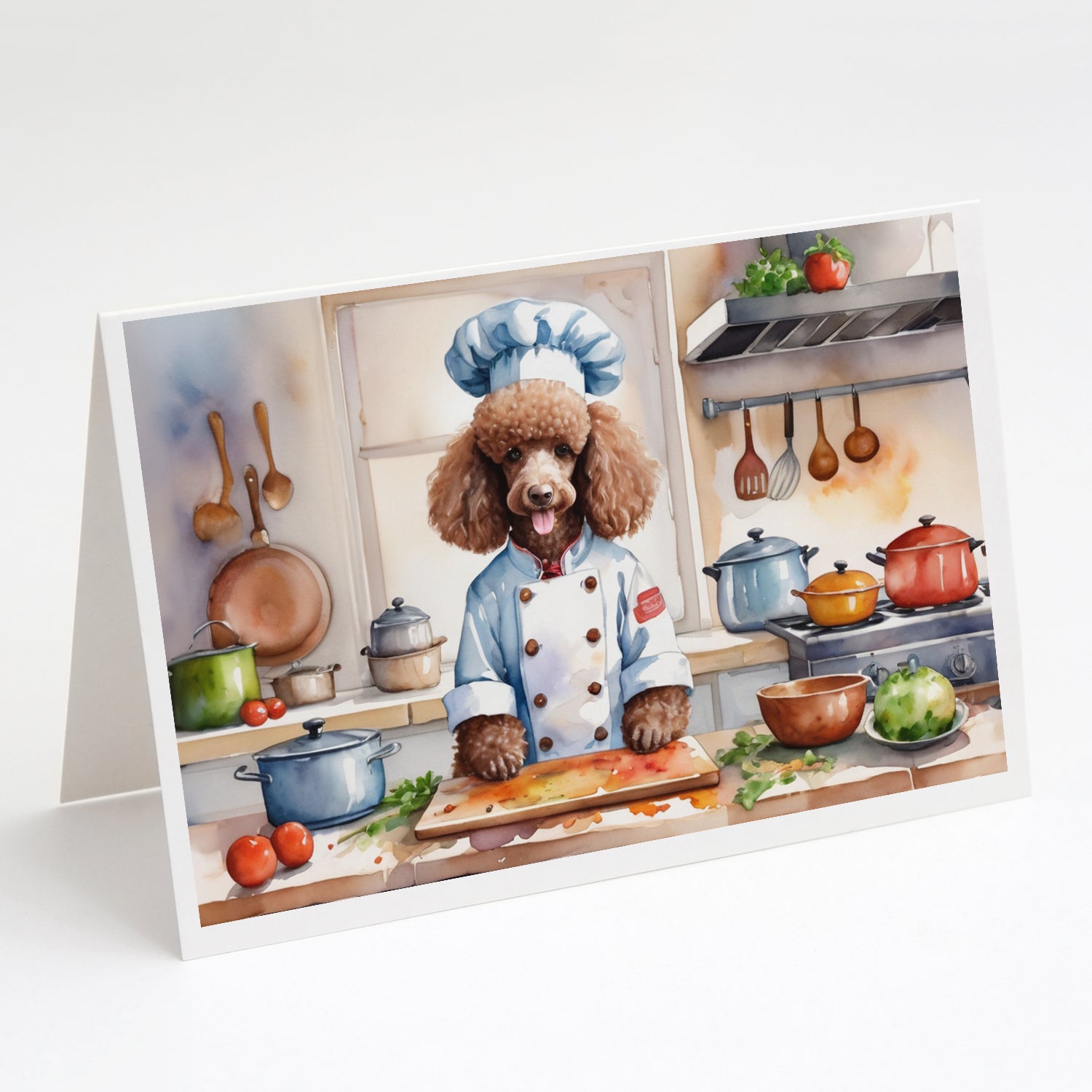Chocolate Poodle The Chef Greeting Cards Pack of 8 Blank Cards with Envelopes Whimsical A7 Size 5x7