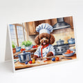 Chocolate Poodle The Chef Greeting Cards Pack of 8 Blank Cards with Envelopes Whimsical A7 Size 5x7