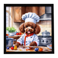 Chocolate Poodle The Chef Framed Metal Print Bathroom, Kitchen, Office, Home Decor Wall Art Ready to Hang, Square, 8X8