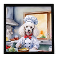 White Poodle The Chef Framed Metal Print Bathroom, Kitchen, Office, Home Decor Wall Art Ready to Hang, Square, 8X8