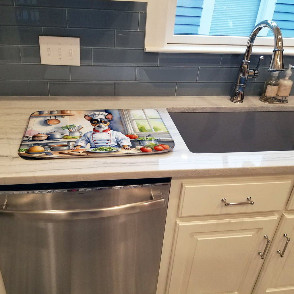 Rat Terrier The Chef Dish Drying Mat Absorbent Dish Drying Mat Pad for Kitchen Counter Dish Drainer Mat for Countertop, 14 x 21", Multicolor