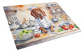 Redbone Coonhound The Chef Cutting Board Tempered Glass Kitchen Cutting Surface, Heat Resistant Chopping, Non-Slip Feet, Food Prep & Serving