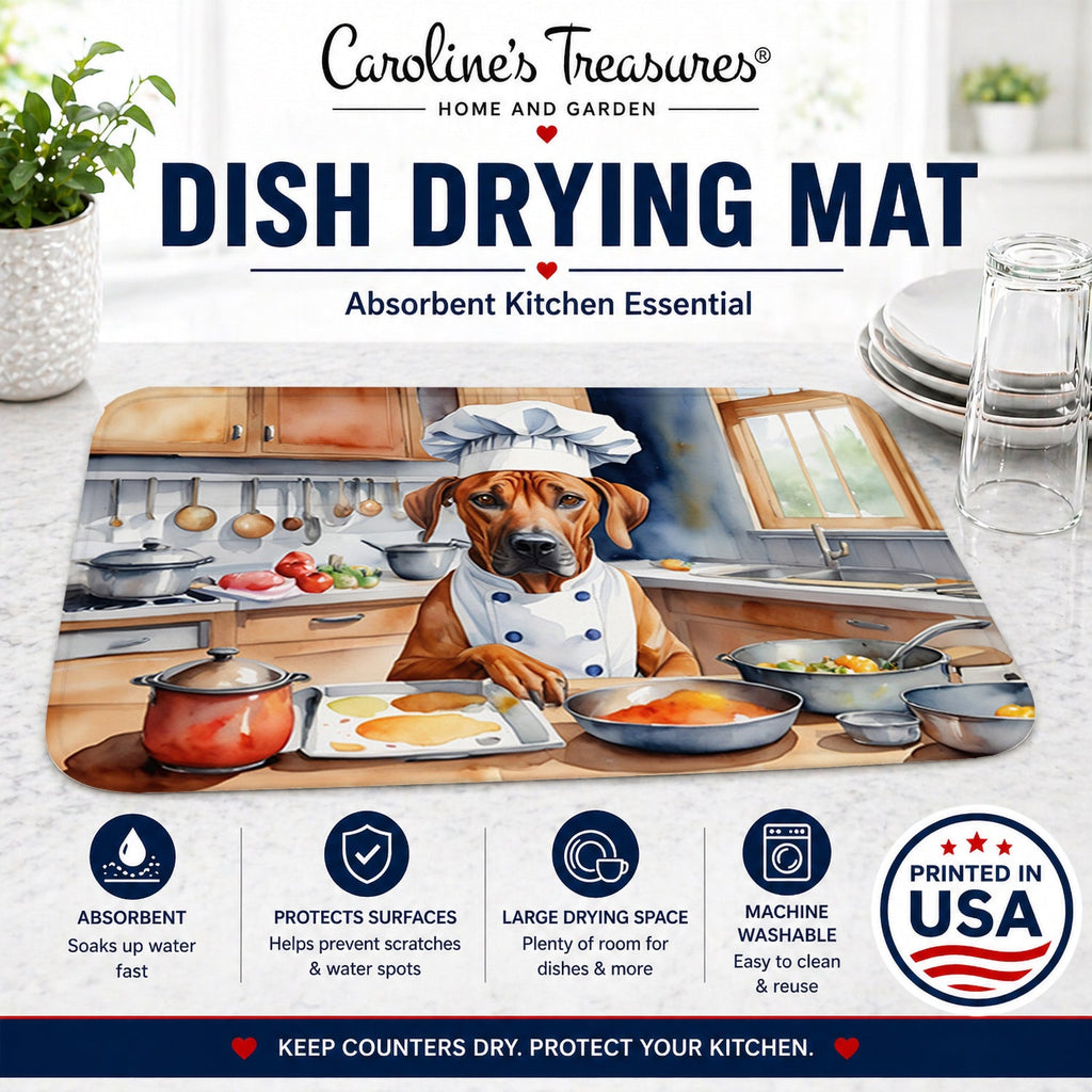 Rhodesian Ridgeback The Chef Dish Drying Mat Absorbent Dish Drying Mat Pad for Kitchen Counter Dish Drainer Mat for Countertop, 14 x 21", Multicolor