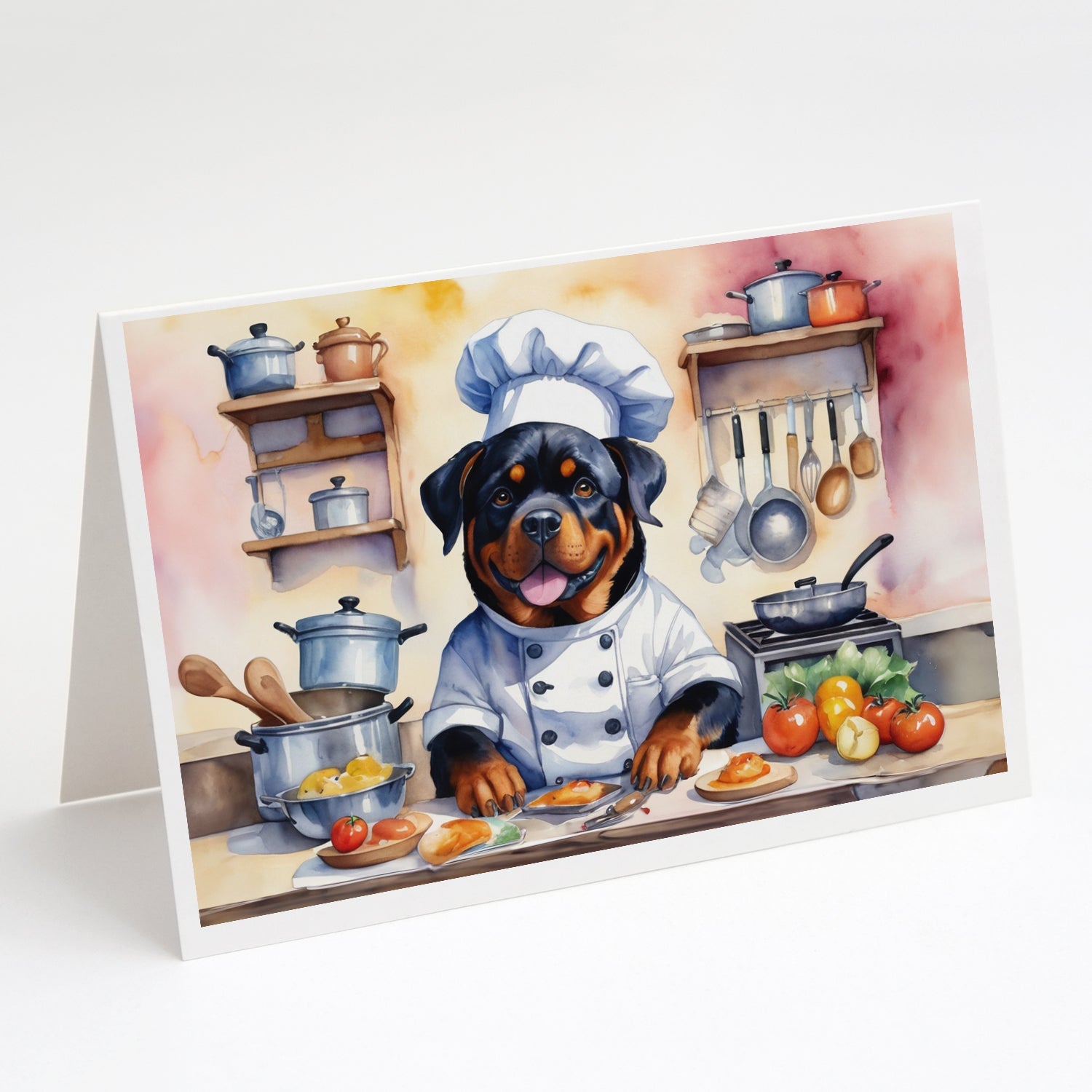 Rottweiler The Chef Greeting Cards Pack of 8 Blank Cards with Envelopes Whimsical A7 Size 5x7