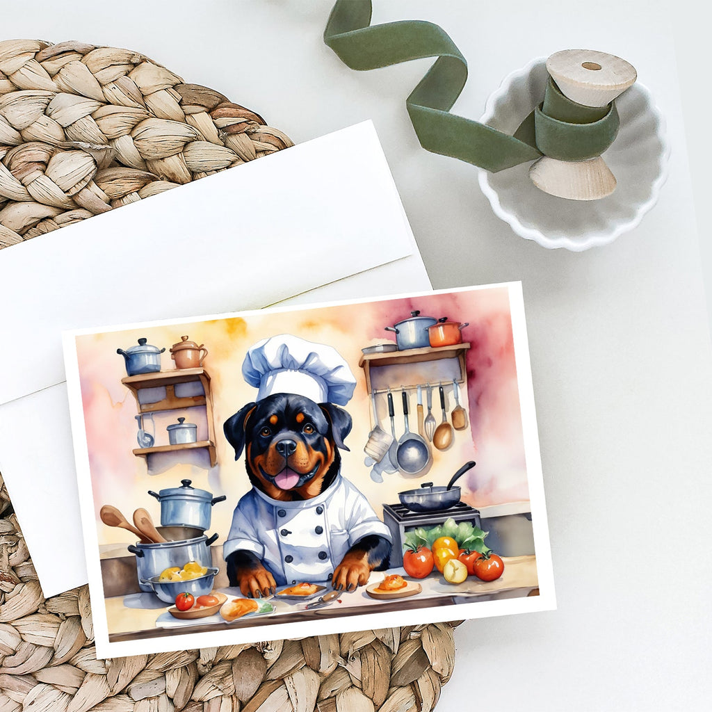 Rottweiler The Chef Greeting Cards Pack of 8 Blank Cards with Envelopes Whimsical A7 Size 5x7