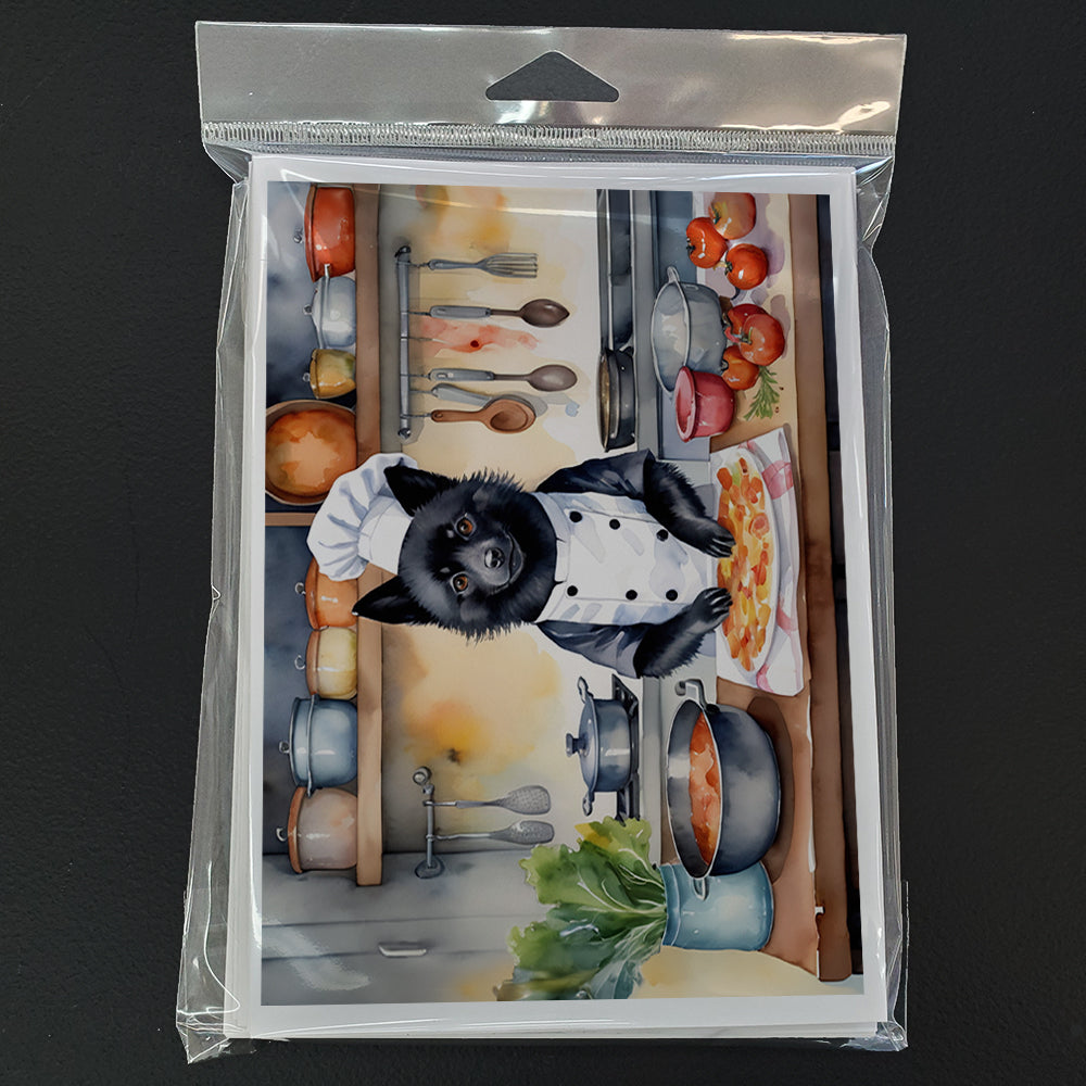 Schipperke The Chef Greeting Cards Pack of 8 Blank Cards with Envelopes Whimsical A7 Size 5x7