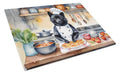 Schipperke The Chef Cutting Board Tempered Glass Kitchen Cutting Surface, Heat Resistant Chopping, Non-Slip Feet, Food Prep & Serving