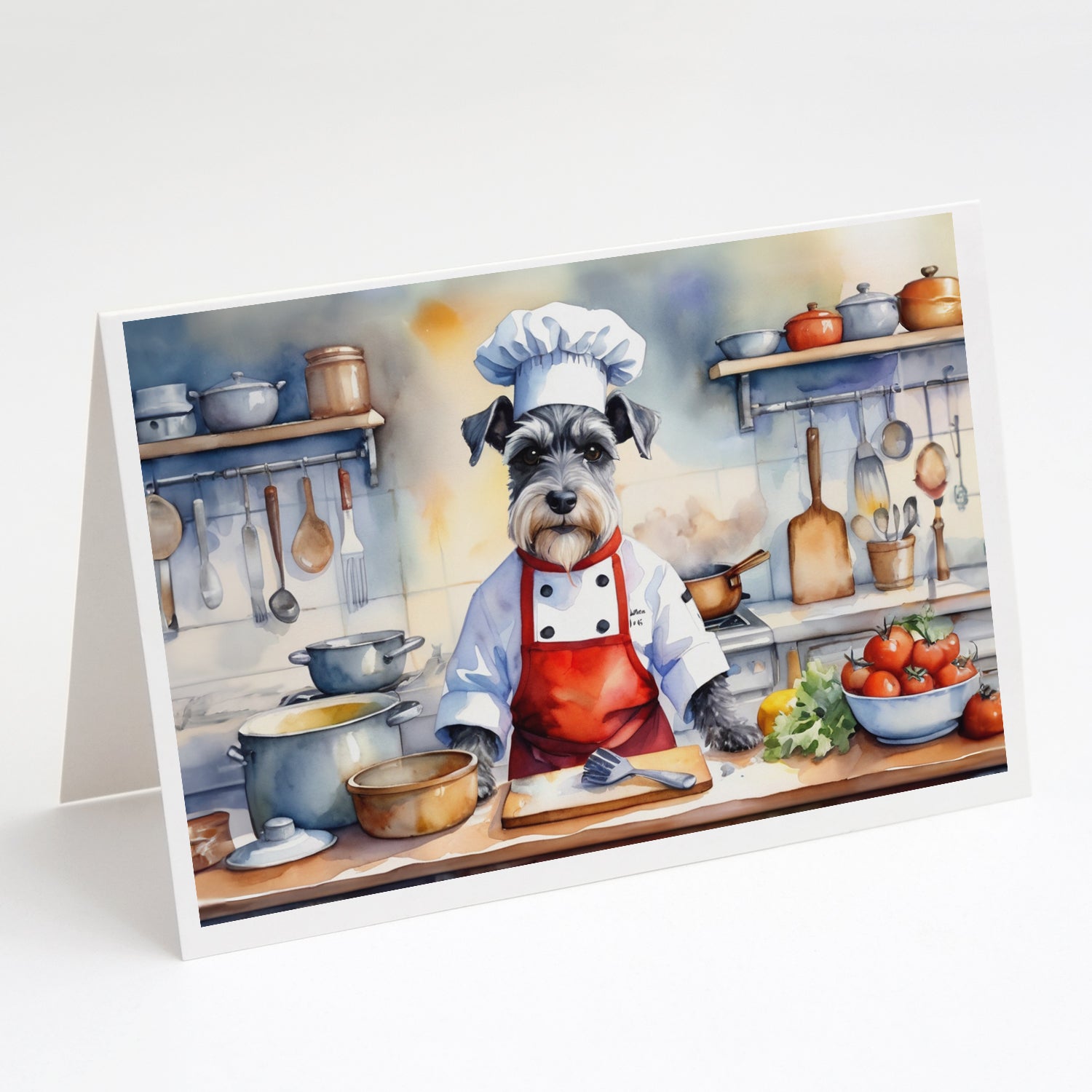 Schnauzer The Chef Greeting Cards Pack of 8 Blank Cards with Envelopes Whimsical A7 Size 5x7