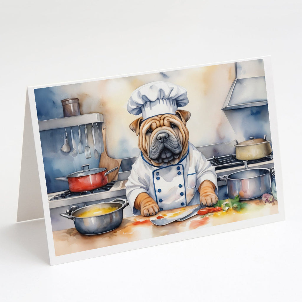 Shar Pei The Chef Greeting Cards Pack of 8 Blank Cards with Envelopes Whimsical A7 Size 5x7