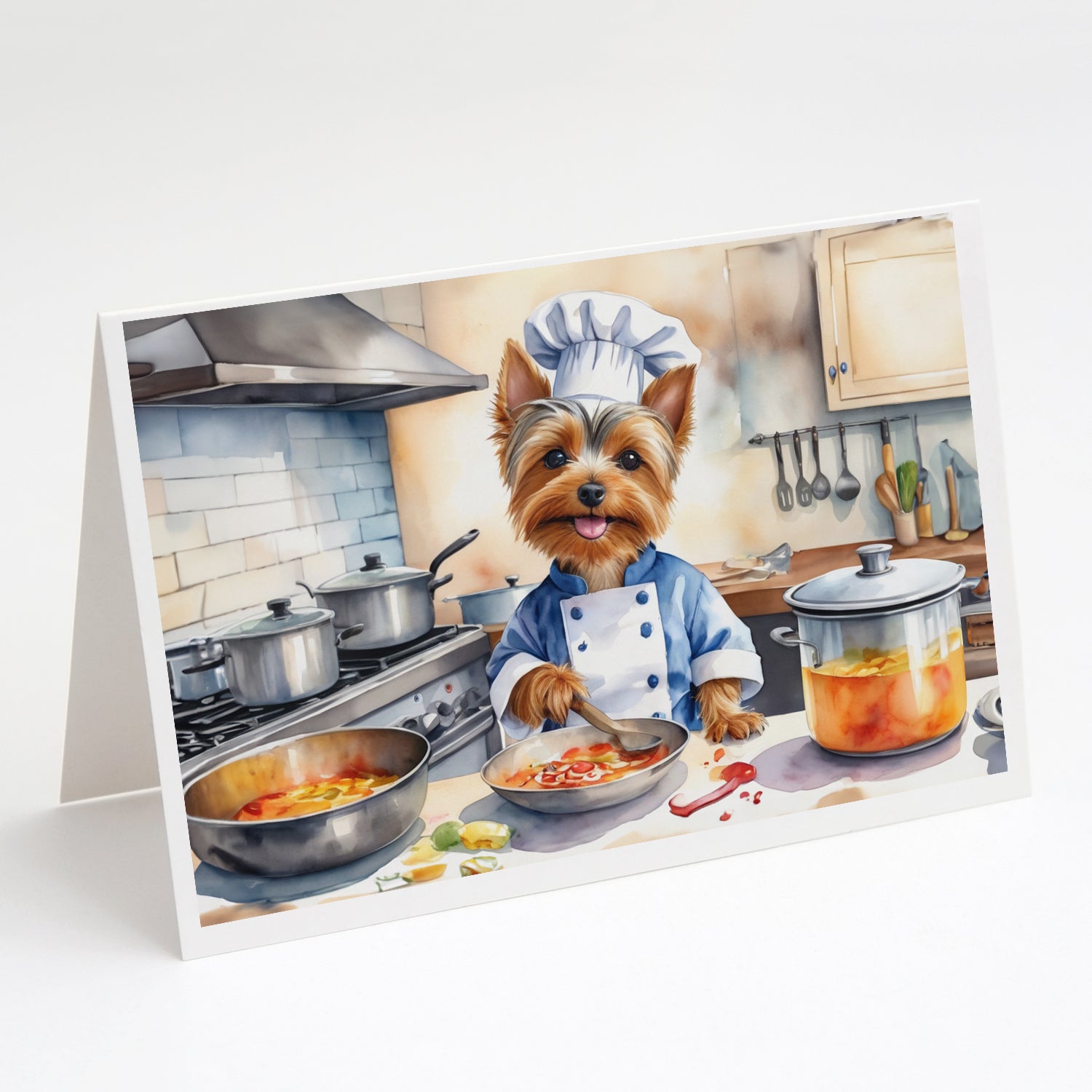 Silky Terrier The Chef Greeting Cards Pack of 8 Blank Cards with Envelopes Whimsical A7 Size 5x7