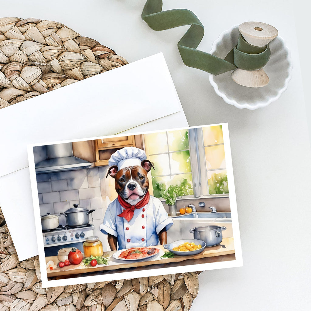 Staffordshire Bull Terrier The Chef Greeting Cards Pack of 8 Blank Cards with Envelopes Whimsical A7 Size 5x7