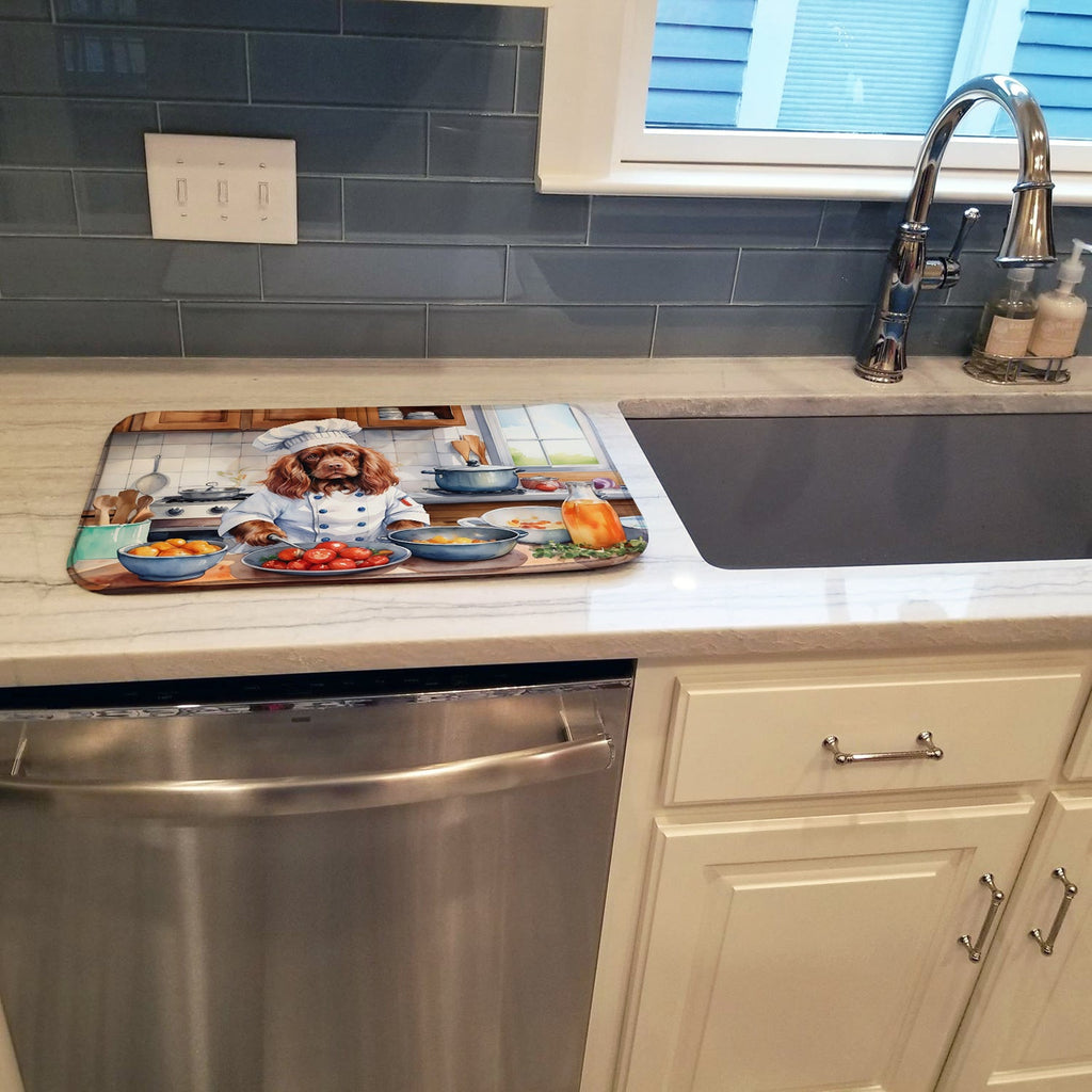Sussex Spaniel The Chef Dish Drying Mat Absorbent Dish Drying Mat Pad for Kitchen Counter Dish Drainer Mat for Countertop, 14 x 21", Multicolor