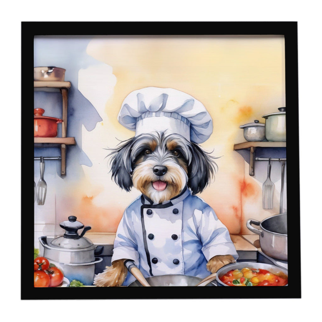 Tibetan Terrier The Chef Framed Metal Print Bathroom, Kitchen, Office, Home Decor Wall Art Ready to Hang, Square, 8X8
