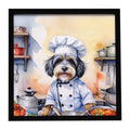 Tibetan Terrier The Chef Framed Metal Print Bathroom, Kitchen, Office, Home Decor Wall Art Ready to Hang, Square, 8X8