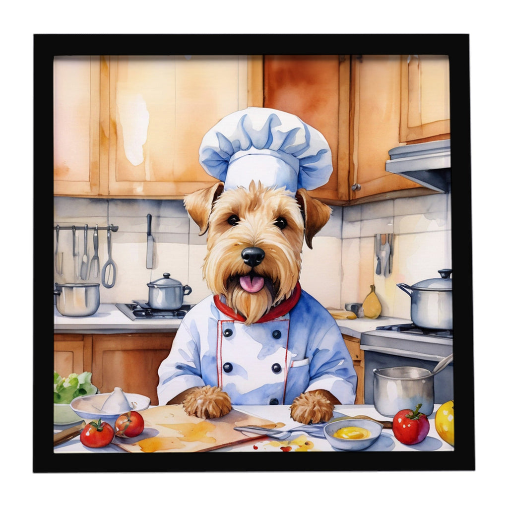 Wheaten Terrier The Chef Framed Metal Print Bathroom, Kitchen, Office, Home Decor Wall Art Ready to Hang, Square, 8X8