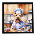 Wheaten Terrier The Chef Framed Metal Print Bathroom, Kitchen, Office, Home Decor Wall Art Ready to Hang, Square, 8X8