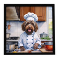Wirehaired Pointing Griffon The Chef Framed Metal Print Bathroom, Kitchen, Office, Home Decor Wall Art Ready to Hang, Square, 8X8