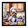 Yorkie Yorkshire Terrier The Chef Framed Metal Print Bathroom, Kitchen, Office, Home Decor Wall Art Ready to Hang, Square, 8X8
