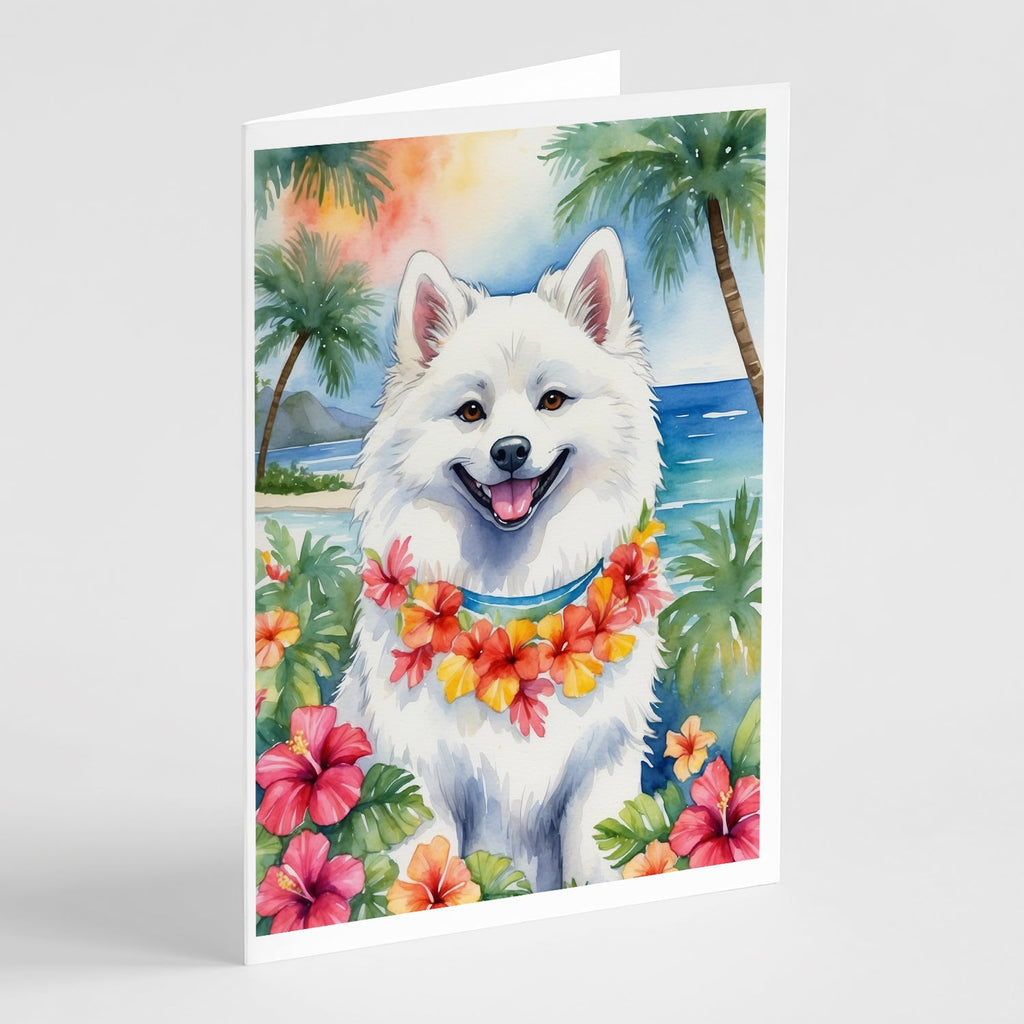 American Eskimo Luau Greeting Cards Pack of 8 Blank Cards with Envelopes Whimsical A7 Size 5x7