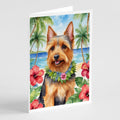 Australian Terrier Luau Greeting Cards Pack of 8 Blank Cards with Envelopes Whimsical A7 Size 5x7